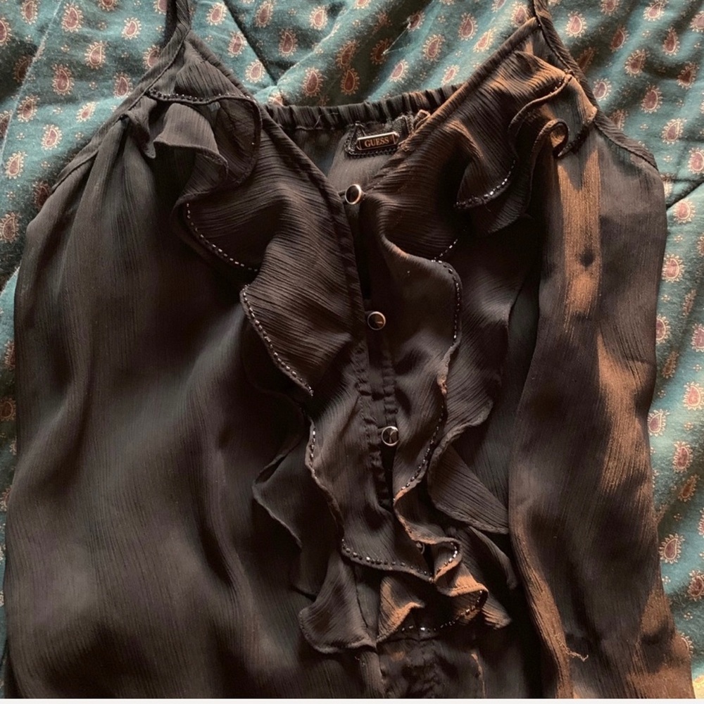 Guess Sheer Beaded Ruffle Cami - Picture 5 of 8